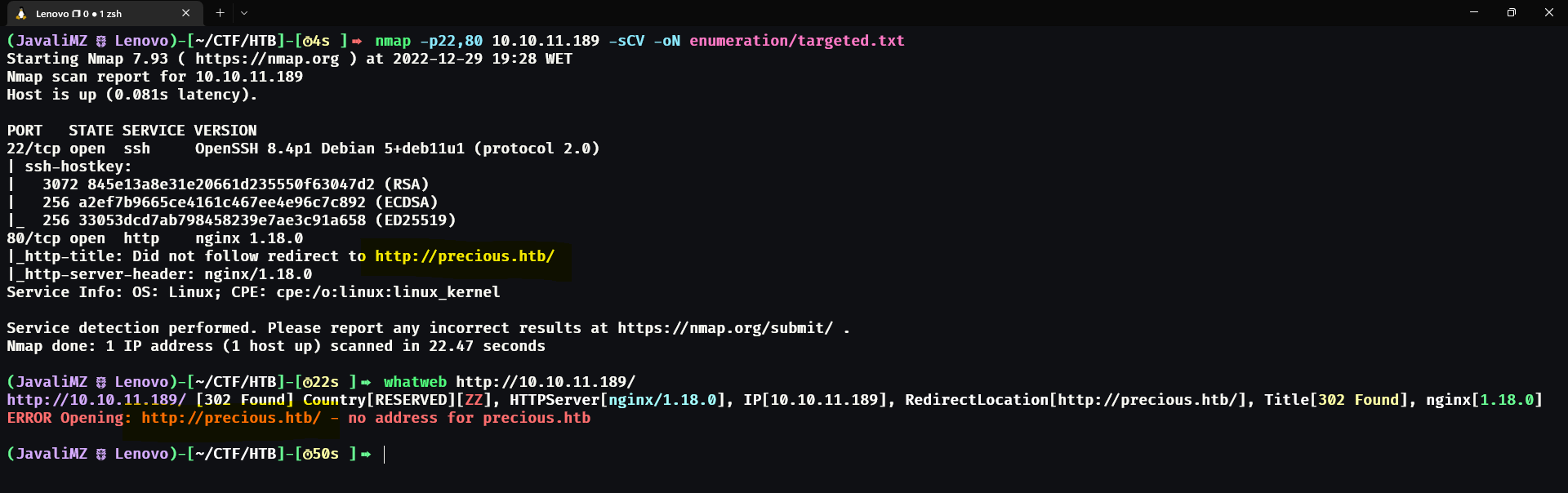 Enumeration targeted ports