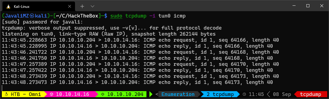 RCE Ping - TCPDump listener