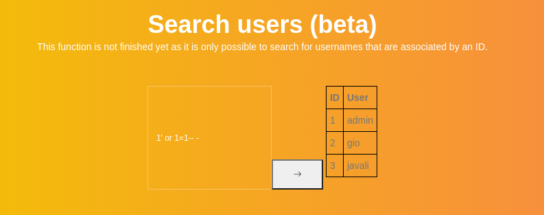 Search User SQLi user enumeration