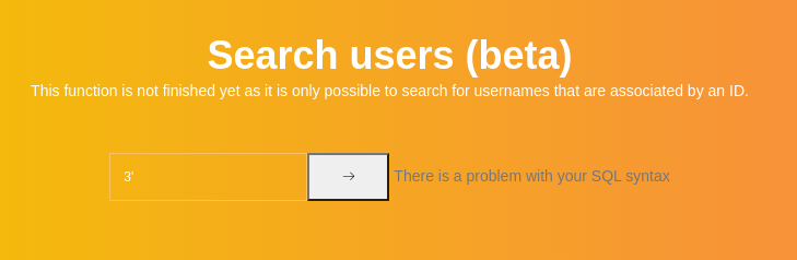 Search User SQLi error