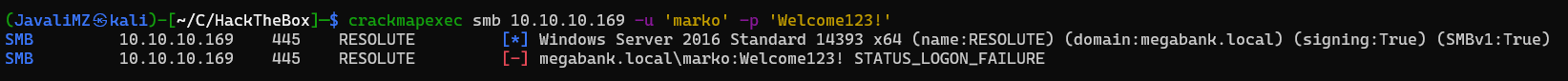 crackmapexec validation creds marko failed